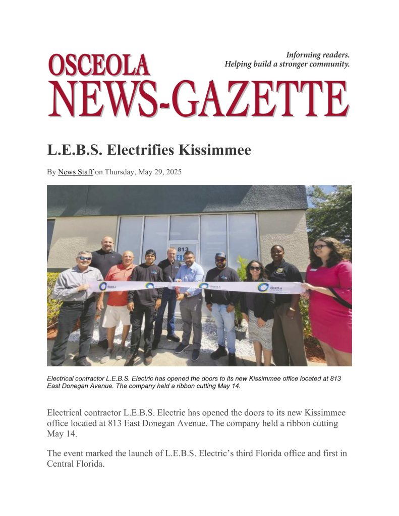 Thank You Osceola News-Gazette: “L.E.B.S. electrifies Kissimmee”