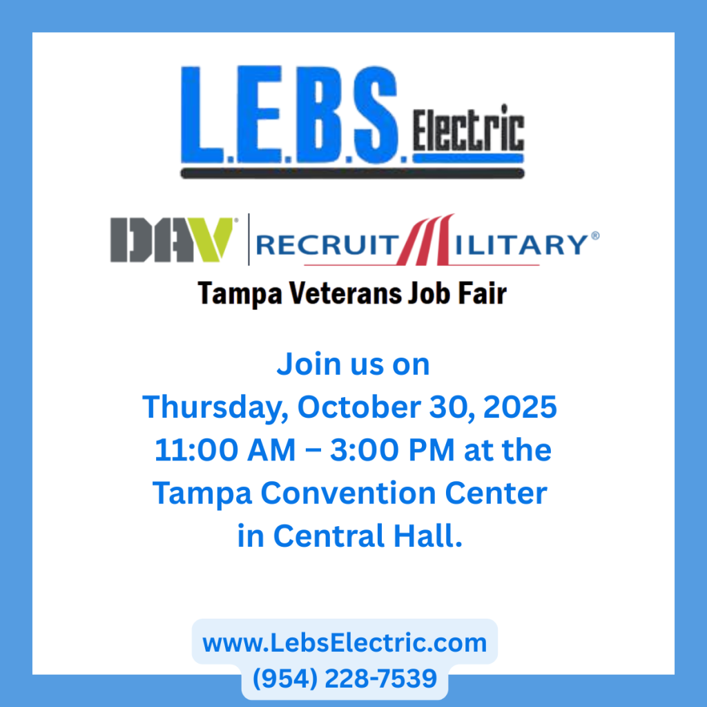 L.E.B.S. Electric to Exhibit at Tampa Veterans Job Fair on October 30th